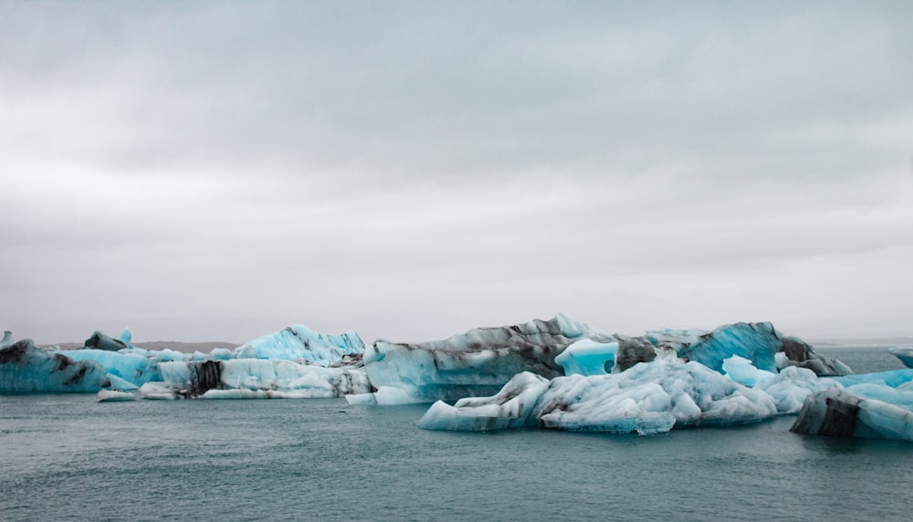 a body of water with icebergs in it