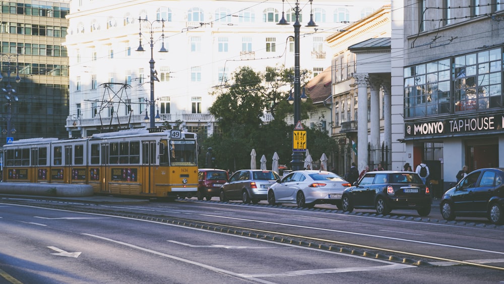 a train on a street