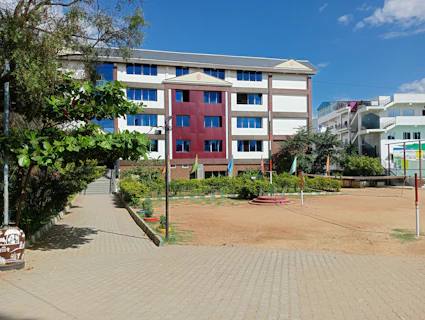 a building with a tree in front