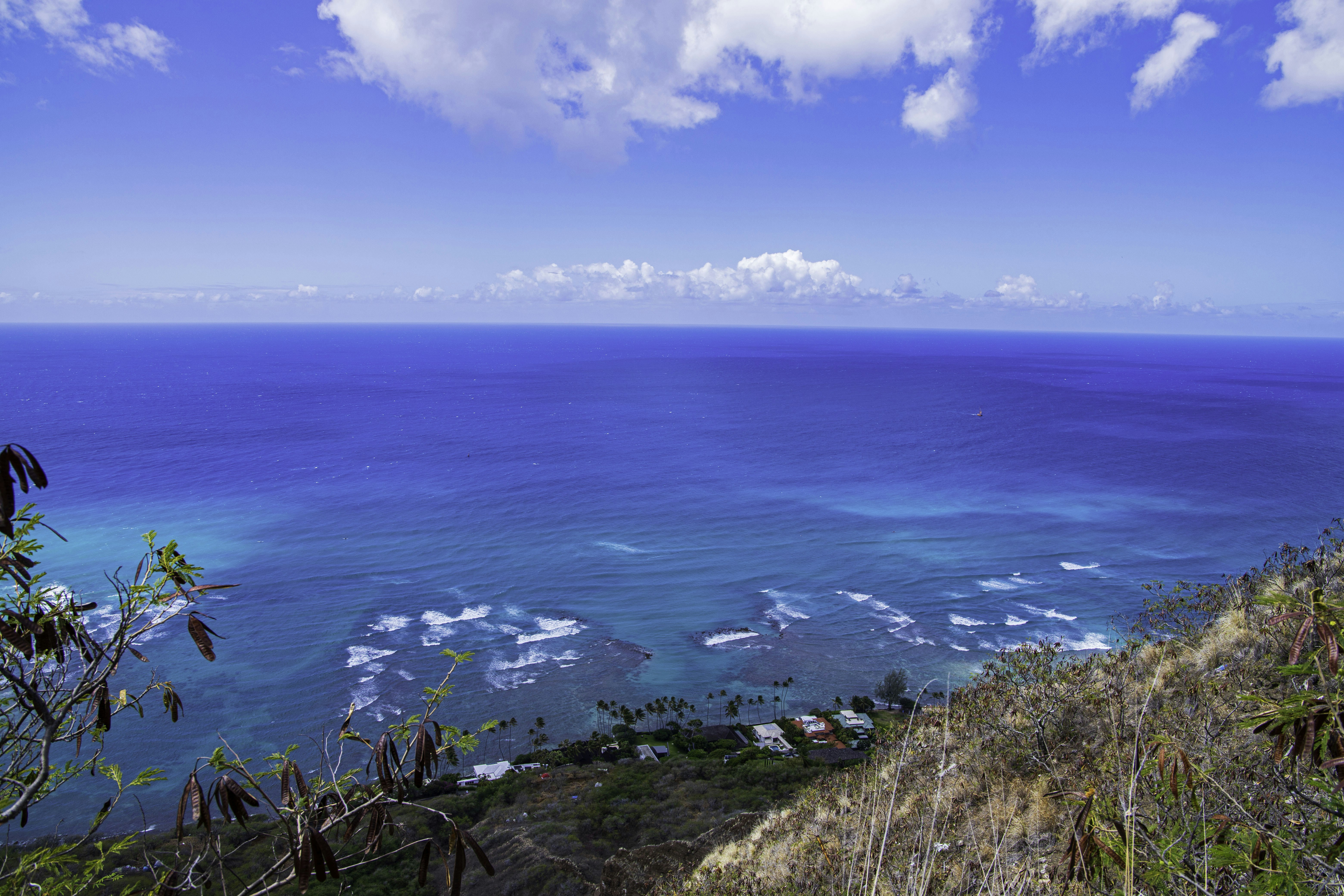 a body of water with land around it, 
