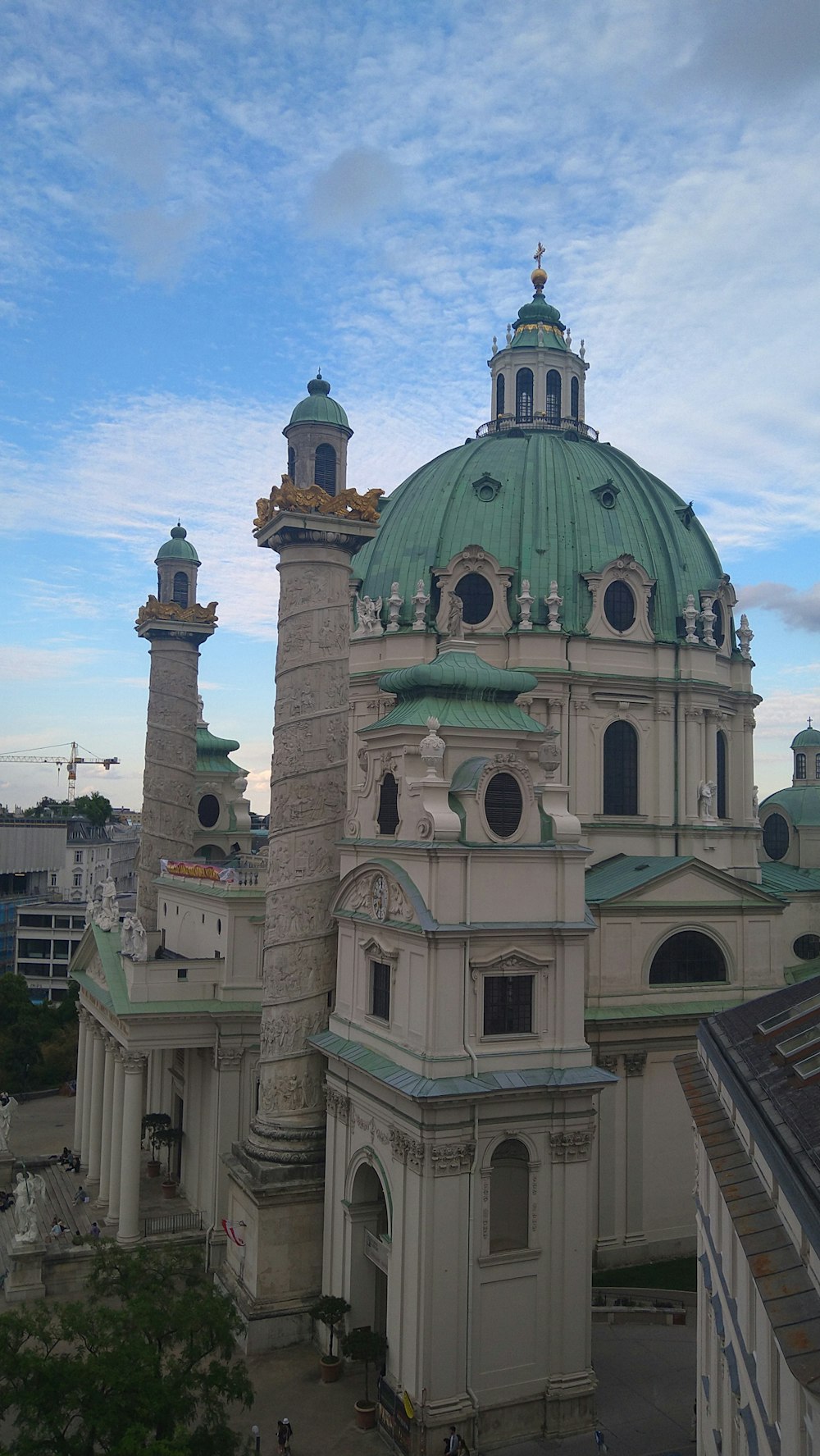 a large building with towers