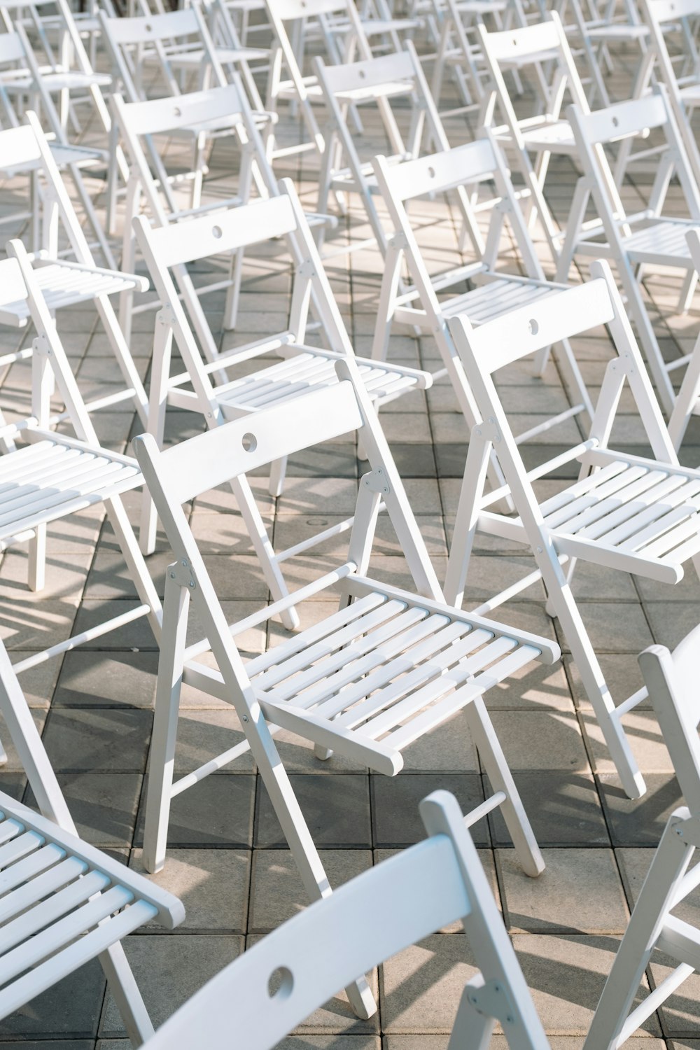 rows of white chairs