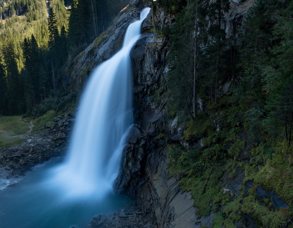 a waterfall in a forest