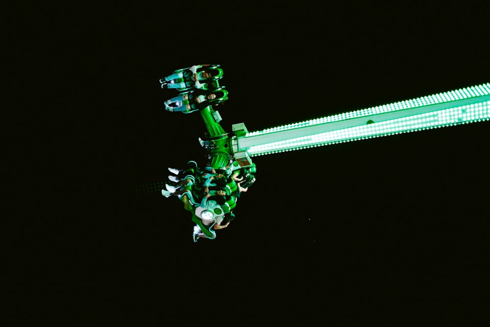 a green and blue laser