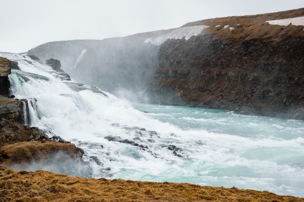 a waterfall in a rocky place