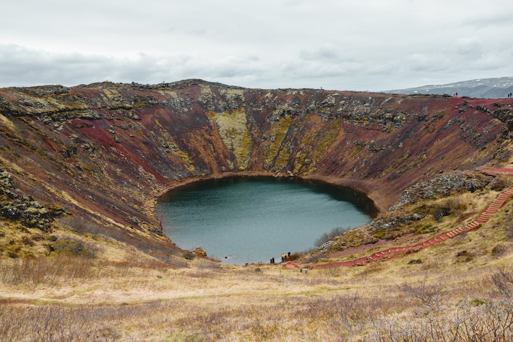 a lake in a mountainous region