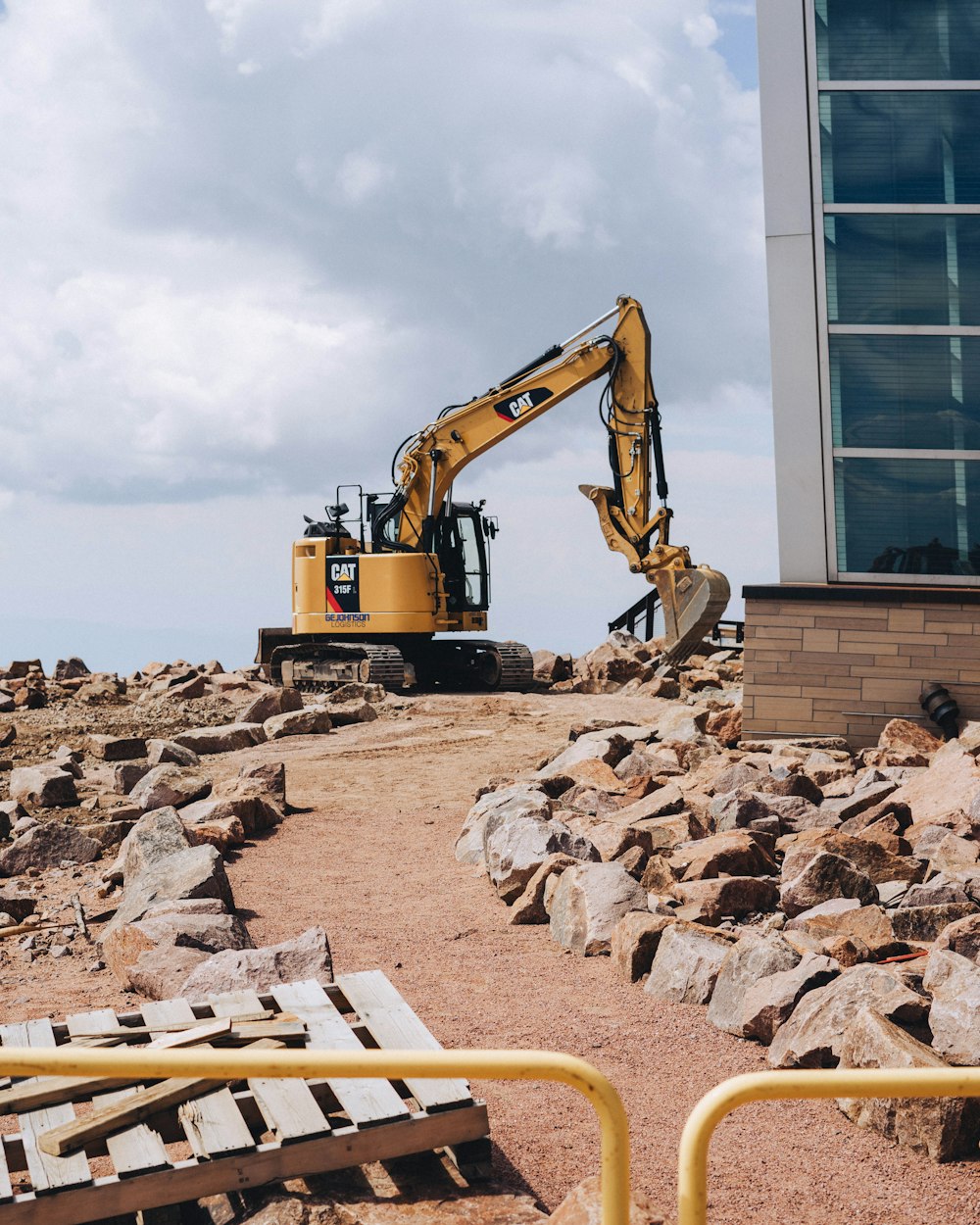 a construction vehicle in a construction site