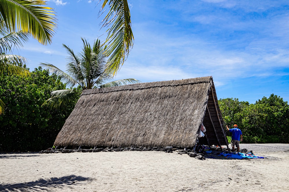 a hut on a beach