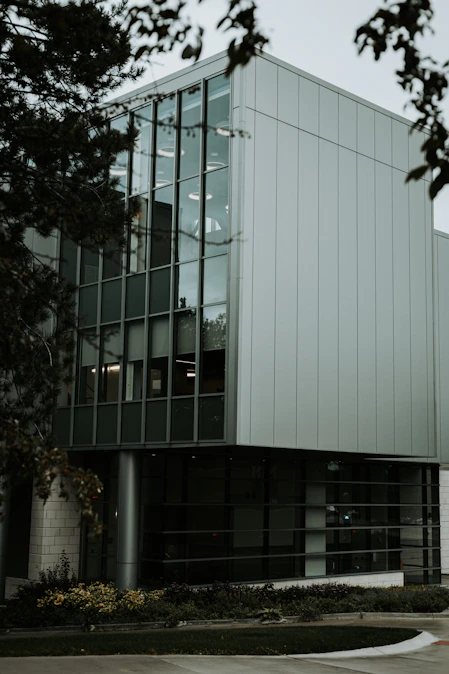 a building with glass windows