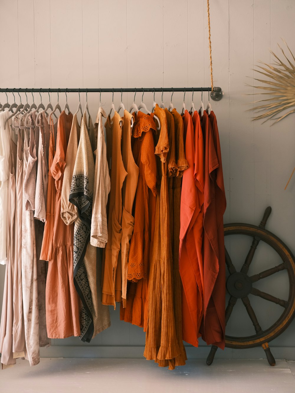 a row of clothes on a swinger