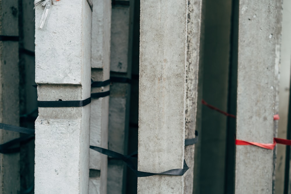 a group of poles with wires