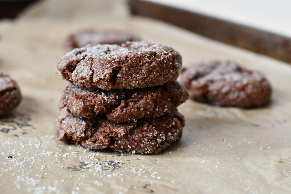 a group of brown cookies