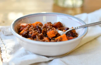 a bowl of home canned meat stew