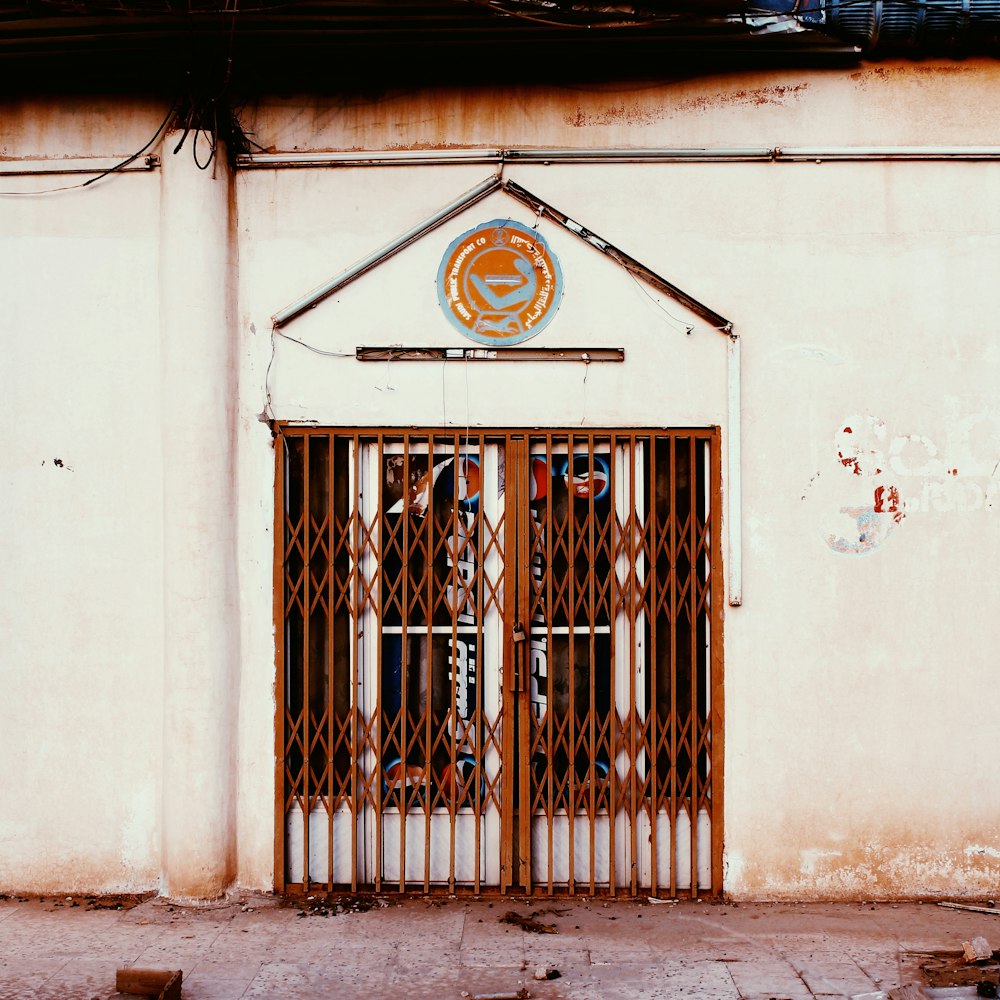 a gate with a clock on it