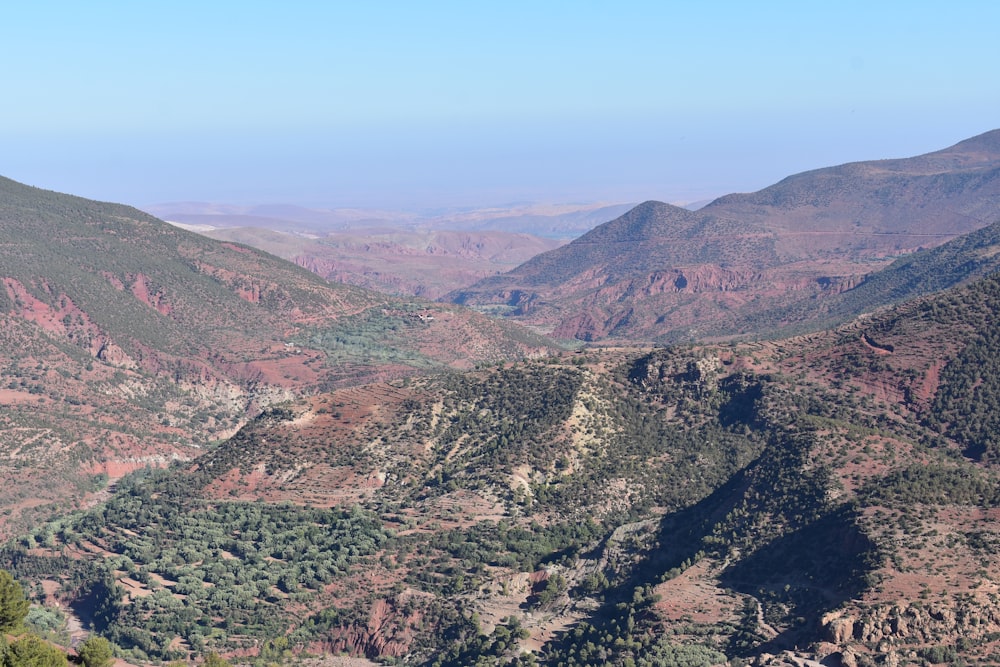 a landscape with hills and trees