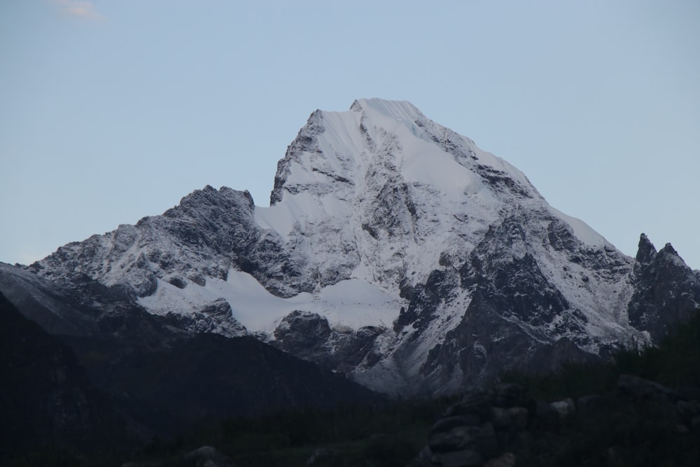 a mountain with snow