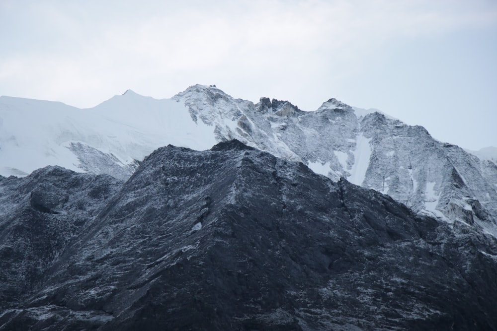 a mountain with snow