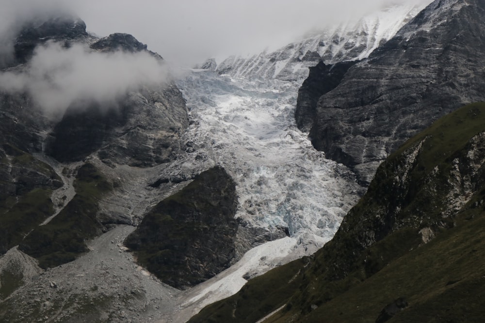 a mountain with snow