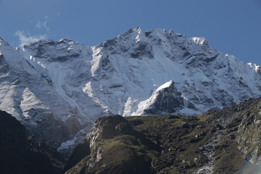 a mountain with snow