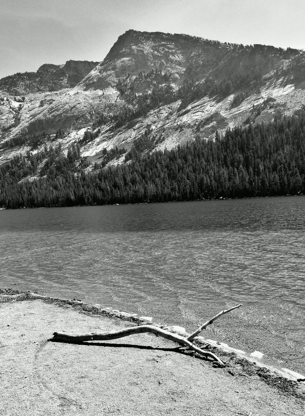 a lake with a mountain in the background