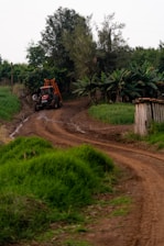a tractor on a dirt road