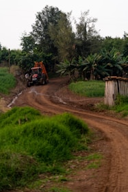 a tractor on a dirt road