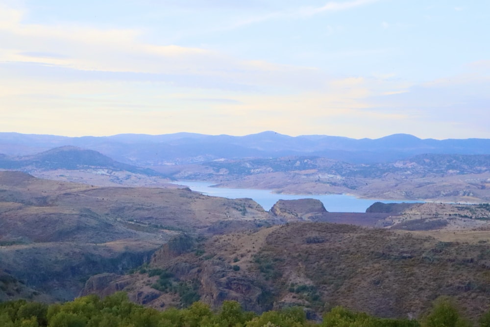 a landscape with hills and trees