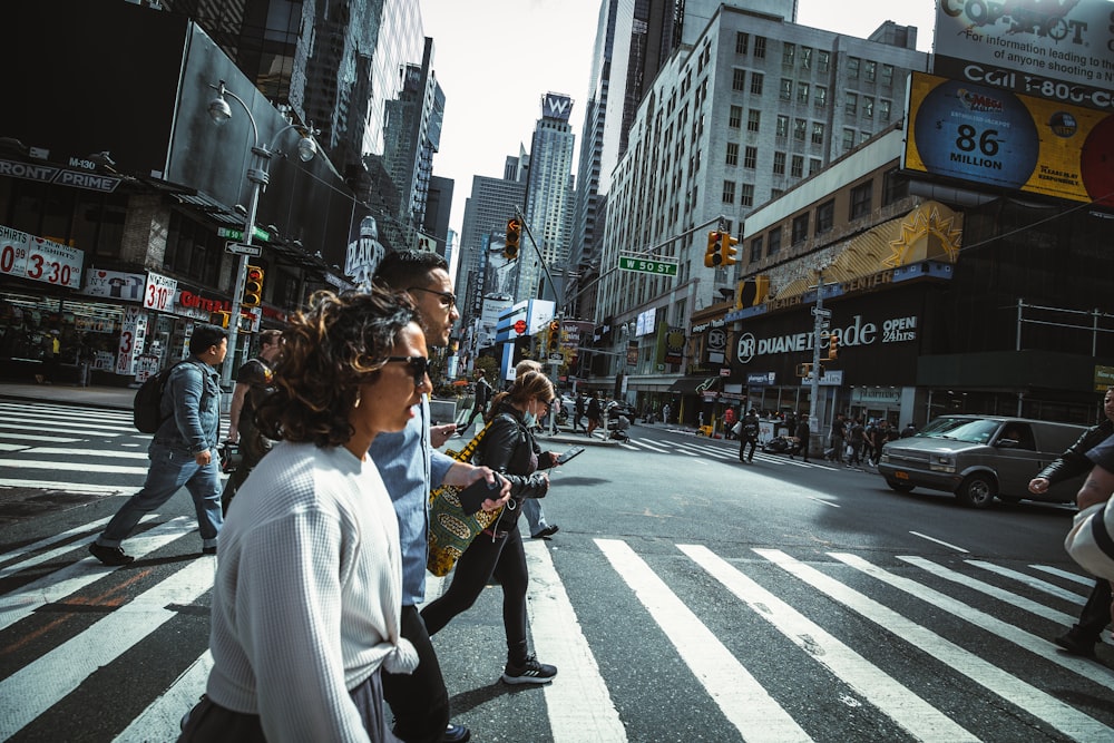 people crossing the street