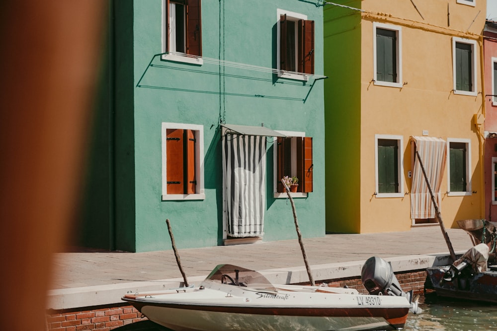 a boat sits in the water