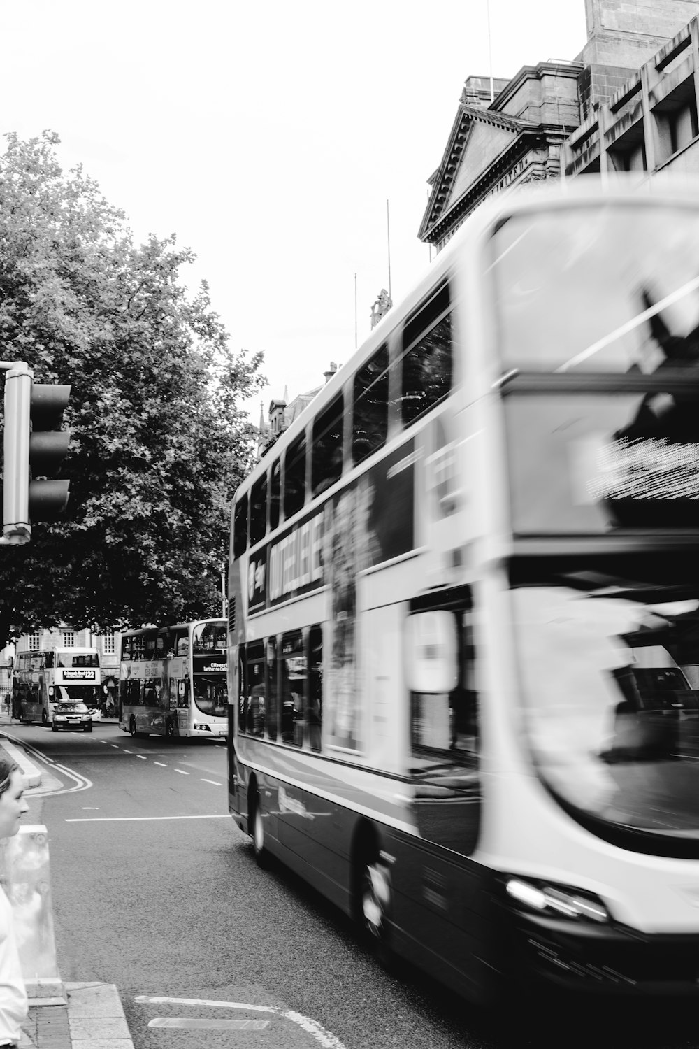 a double decker bus on the street