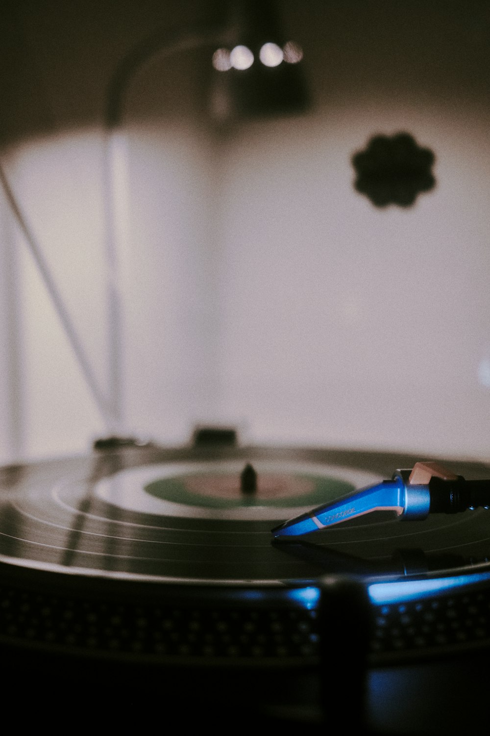 a close-up of a record player