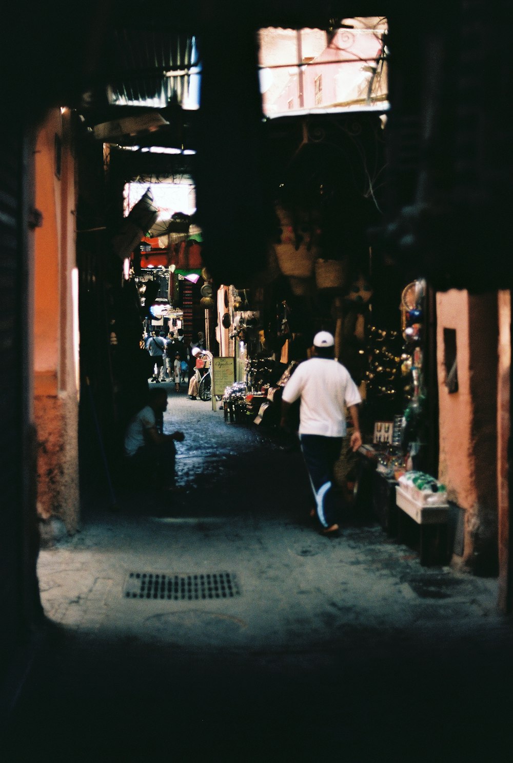 a man walking down a street