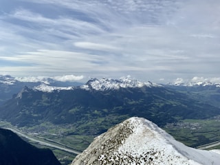 a mountain range with snow