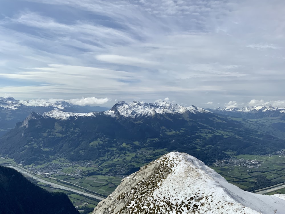 a mountain range with snow