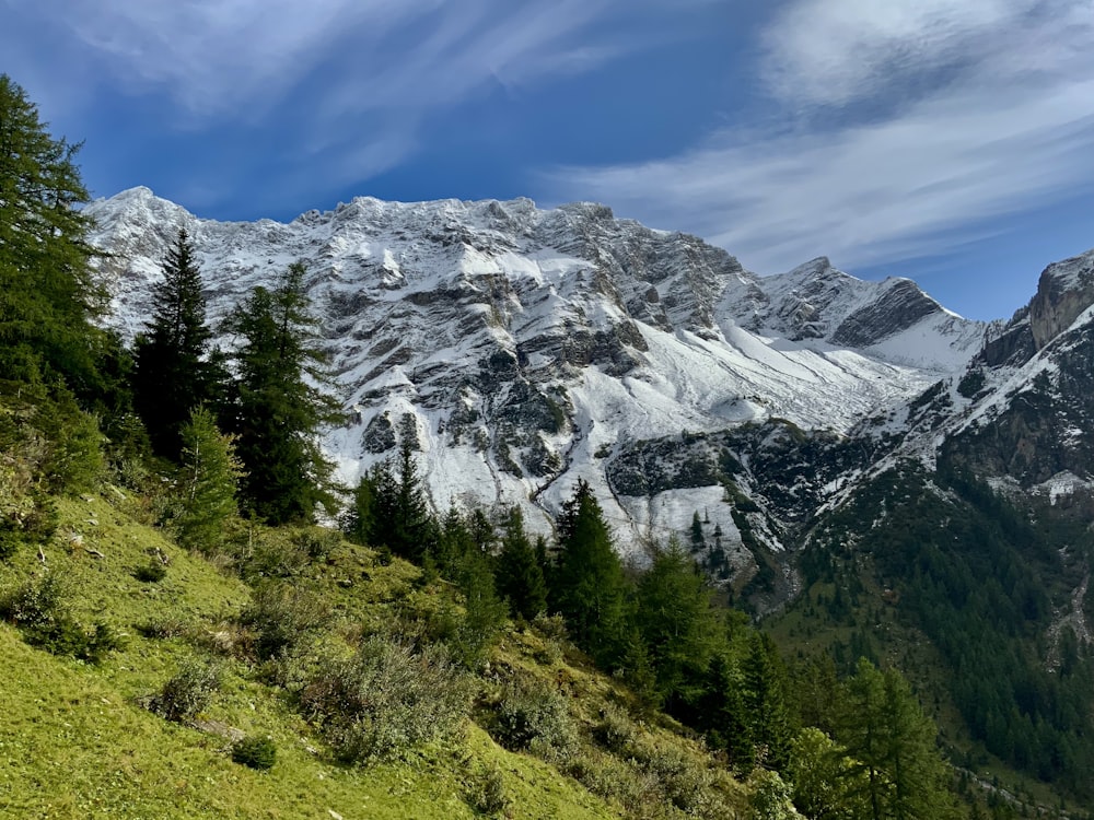 a mountain with snow