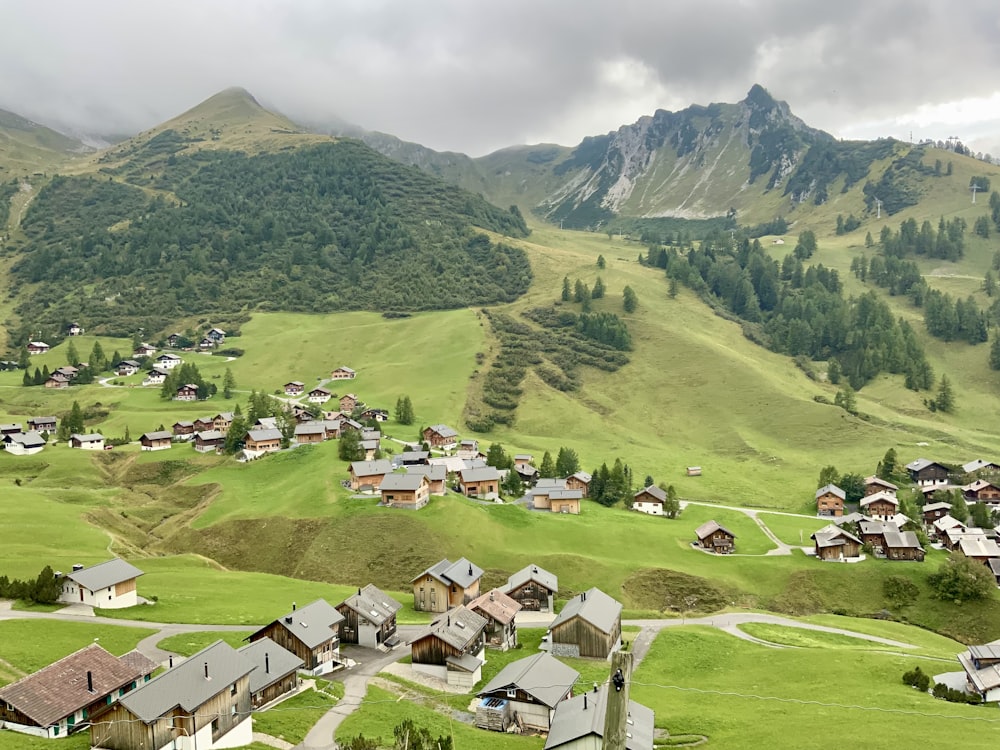 a small town in the valley between mountains