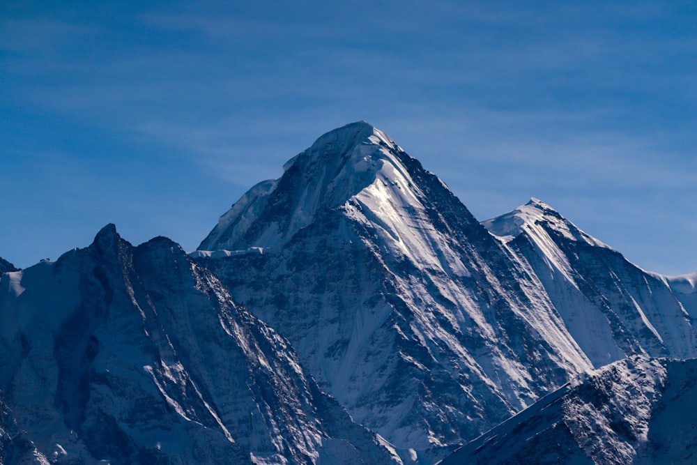 a mountain with snow