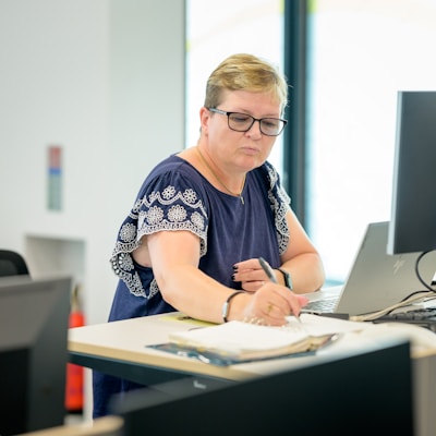 a person sitting at a desk