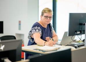 a person sitting at a desk