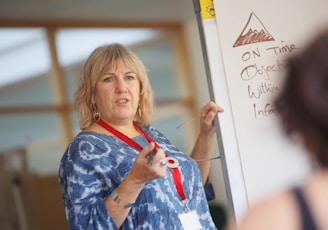 a person writing on a whiteboard