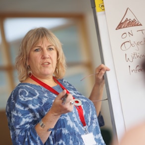 a person writing on a whiteboard