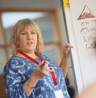 a person writing on a whiteboard