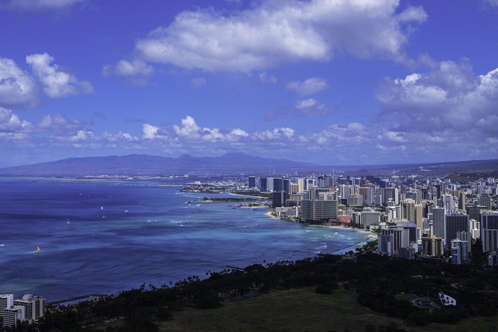 a city next to a body of water