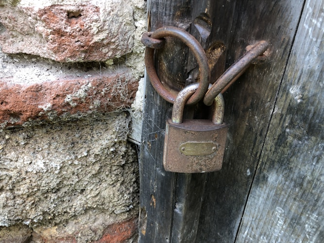 a door handle on a wooden door