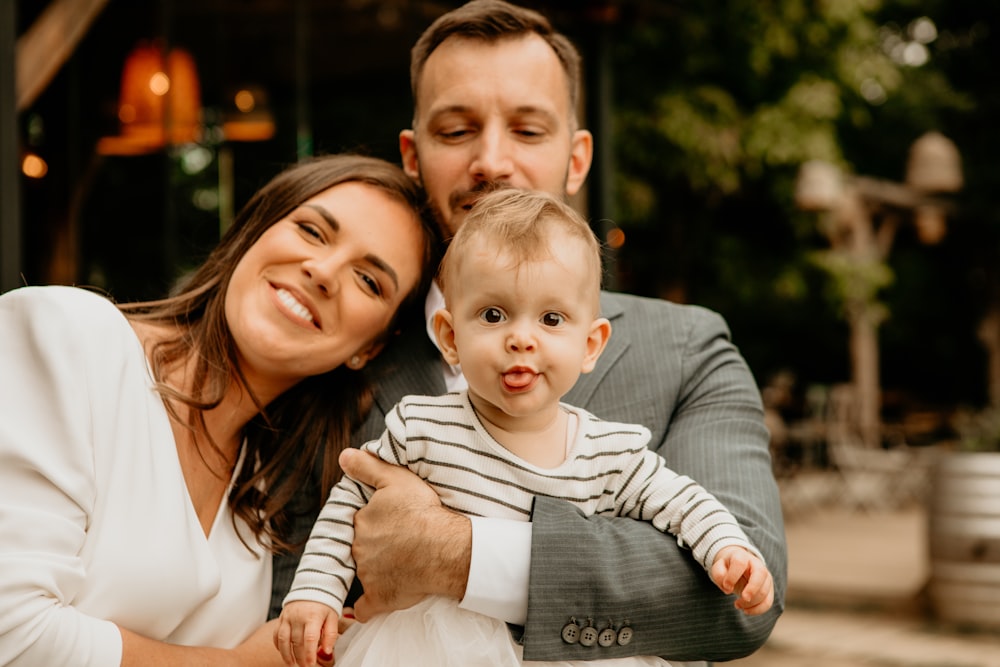 a family posing for a picture