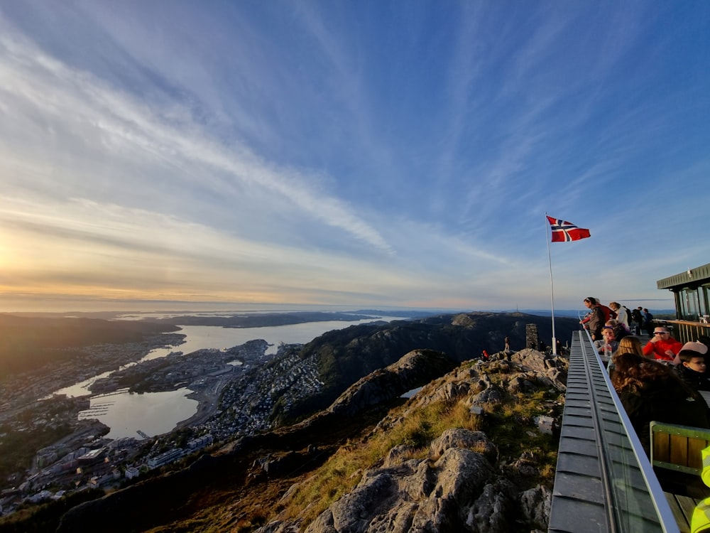 a group of people on a mountain