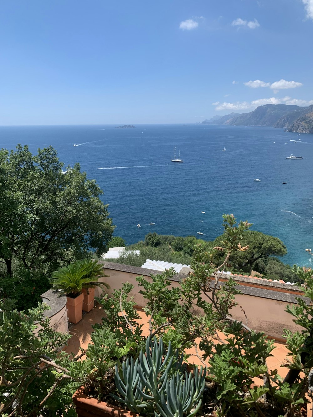 a body of water with boats in it and trees around it