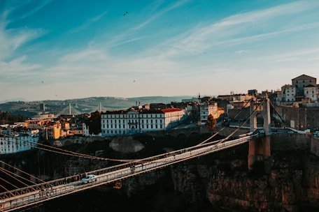 a bridge over a river with buildings on either side of it