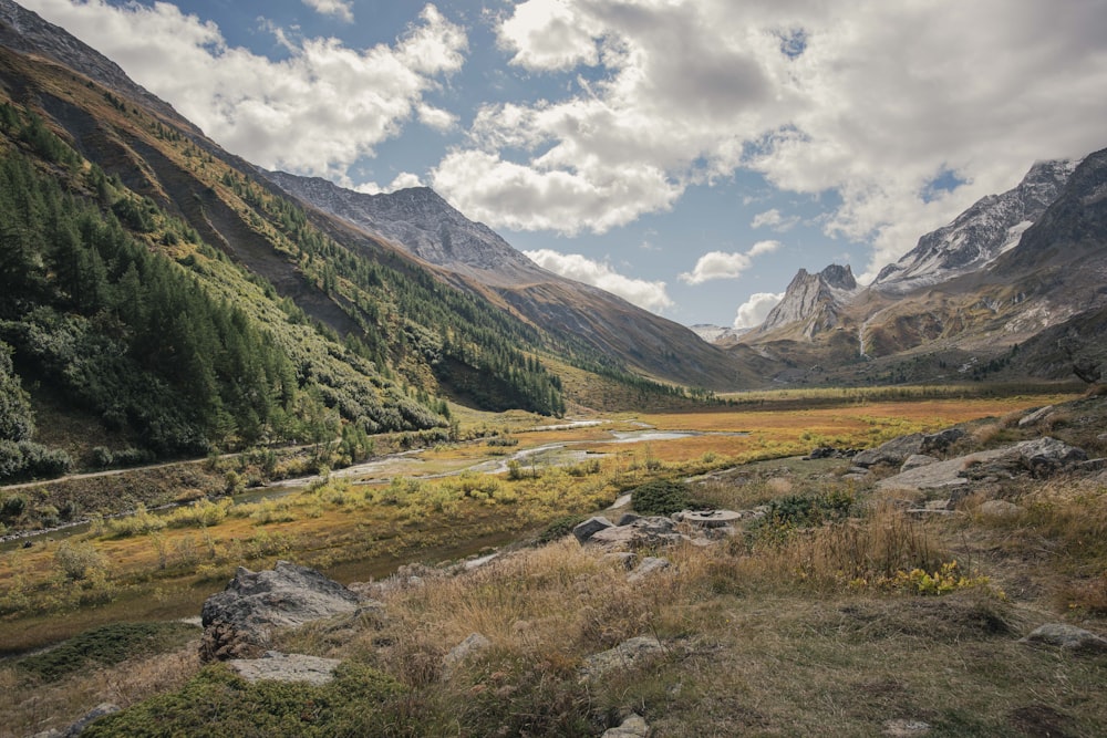 a valley between mountains