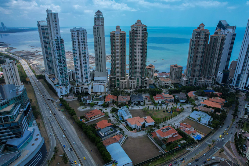 a city with tall buildings